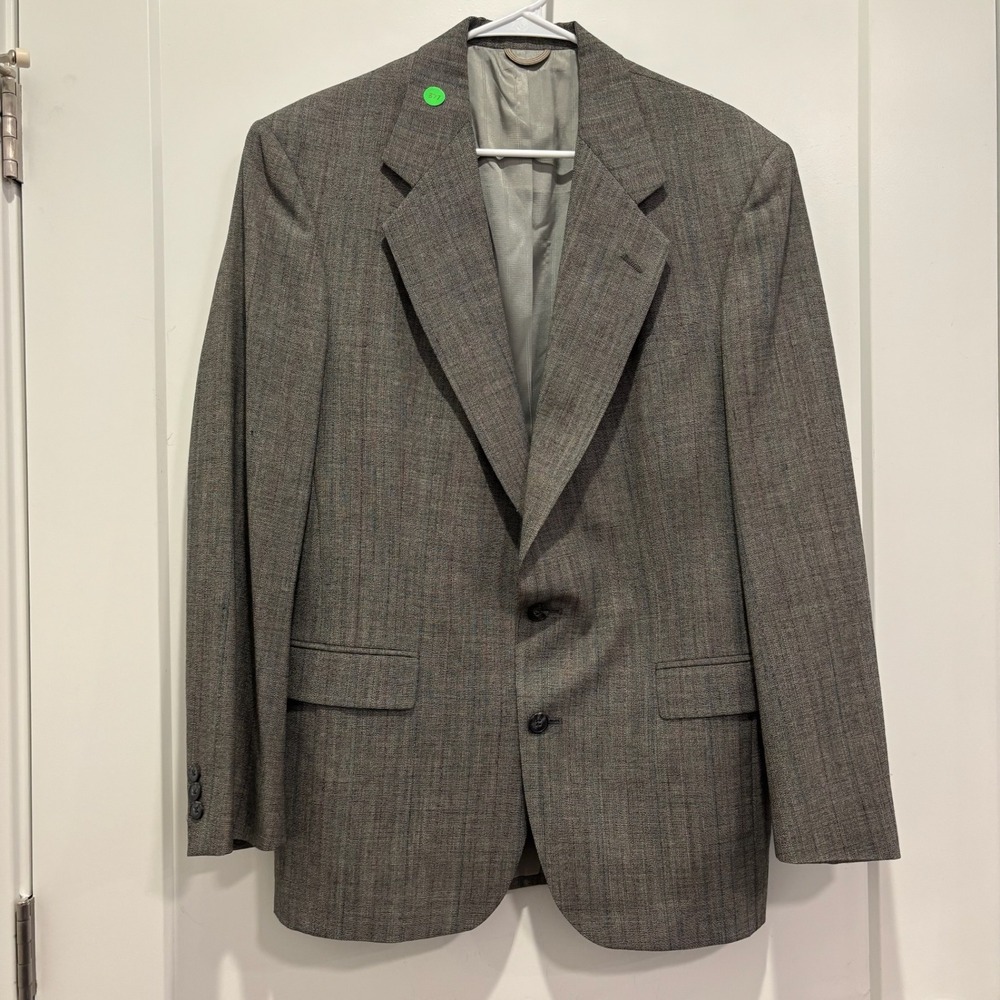 Henry Grethel Mens Tweed Wool Gray‎ Pinstripe Two Button Blazer Coat Jacket 42R